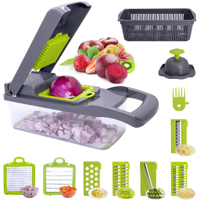 Razatoare multifunctionala legume si fructe 9 piese, lame inox + mane protectie
