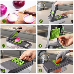 Razatoare multifunctionala legume si fructe 9 piese, lame inox + mane protectie