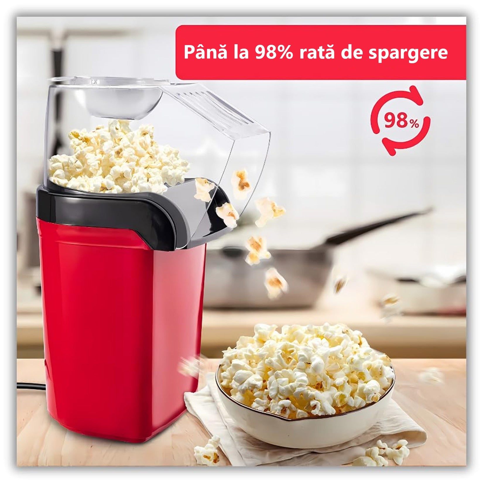 Aparat de facut popcorn, fara ulei