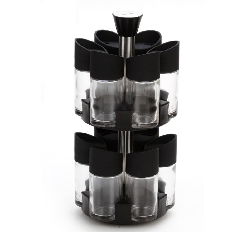 Set 12 recipiente pentru condimente cu suport rotativ